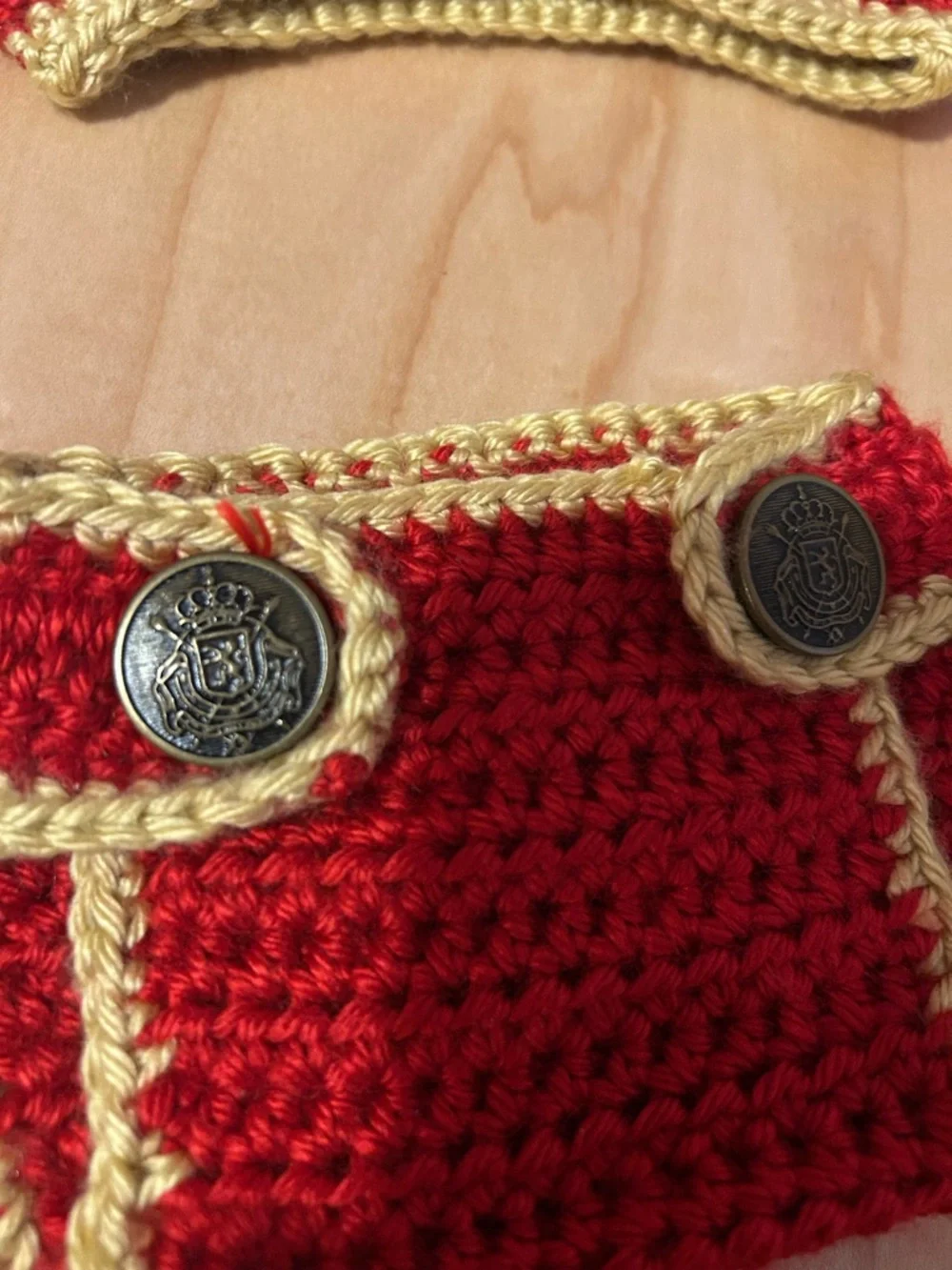 Red and Gold Crochet Diaper Cover Set for Kids